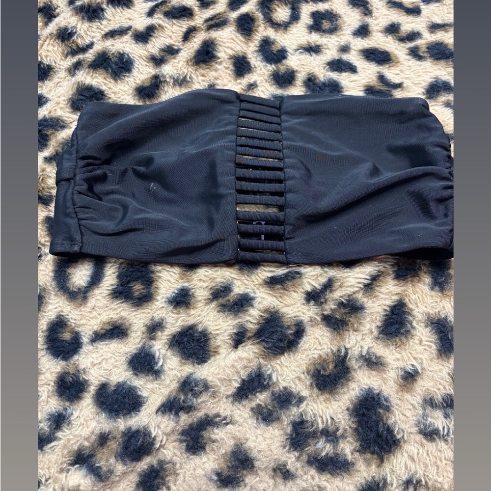 Black Ruched Bandeau Top